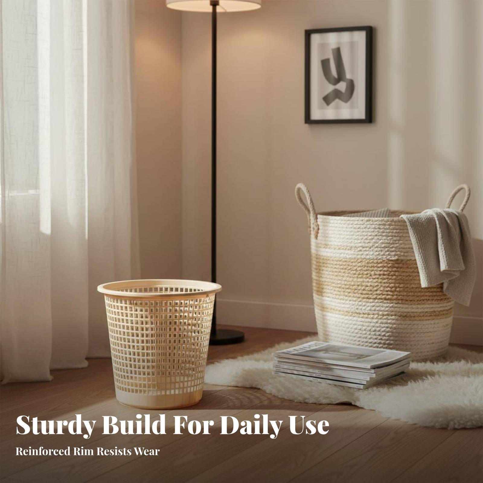 Paper Basket Mesh - Hollow-Vented Wastebasket Uncovered Top Plastic Mesh