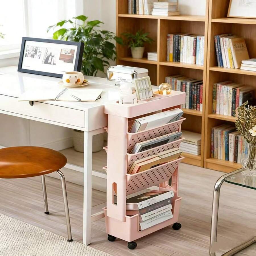 Book Cart Rolling - 5-Tier Rolling Storage Cart With Perforated