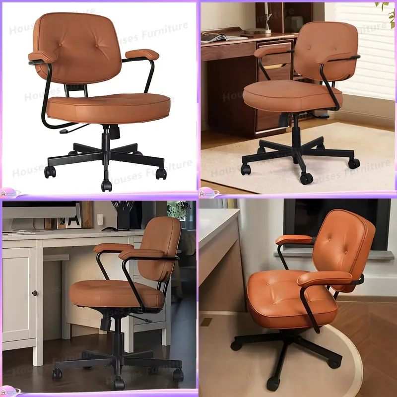 Task Chair Mid Back - Modern Ergonomic Leather Office Chair Mid