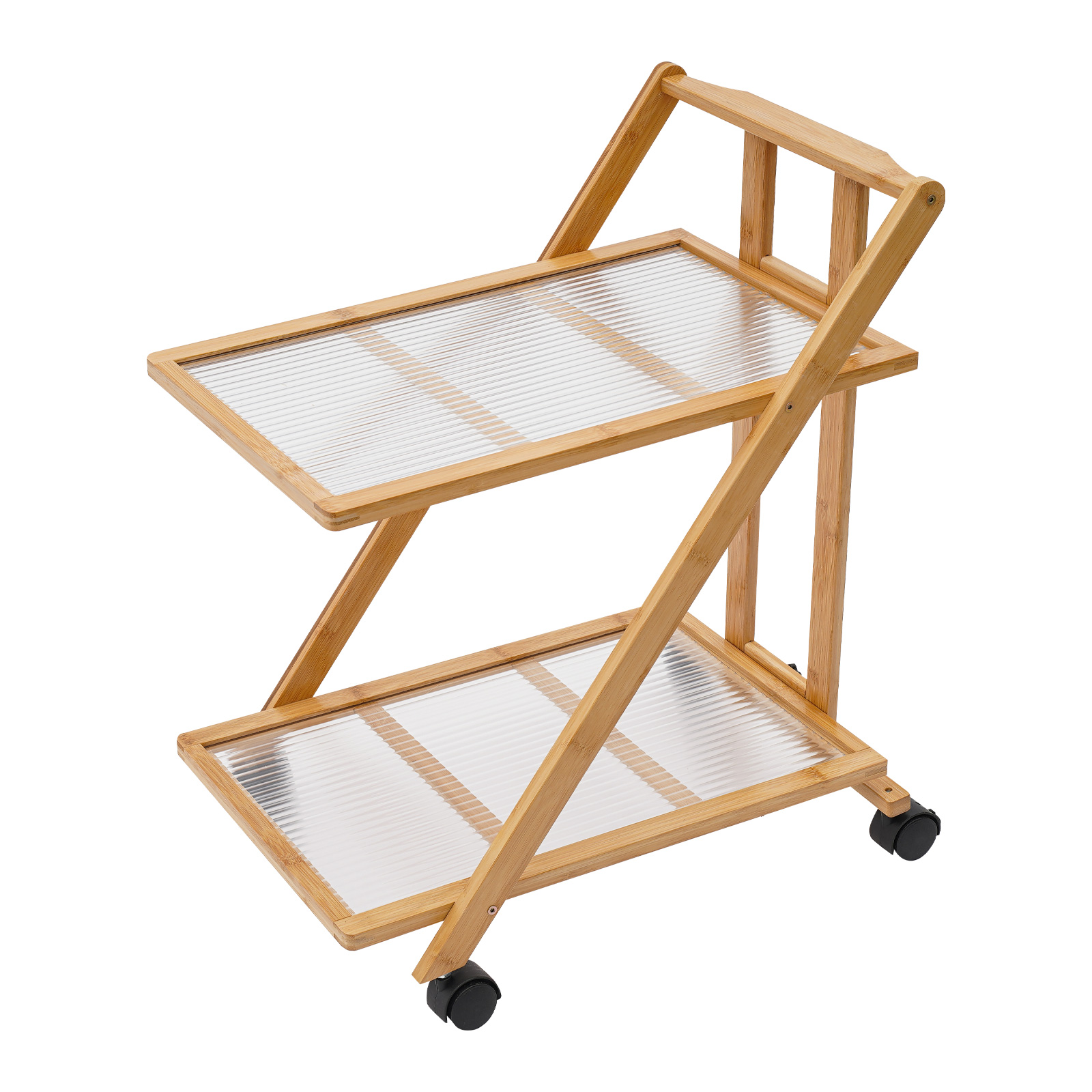2 Tier Rolling Cart Bamboo Fol - Book Cart Rolling 评论和价格