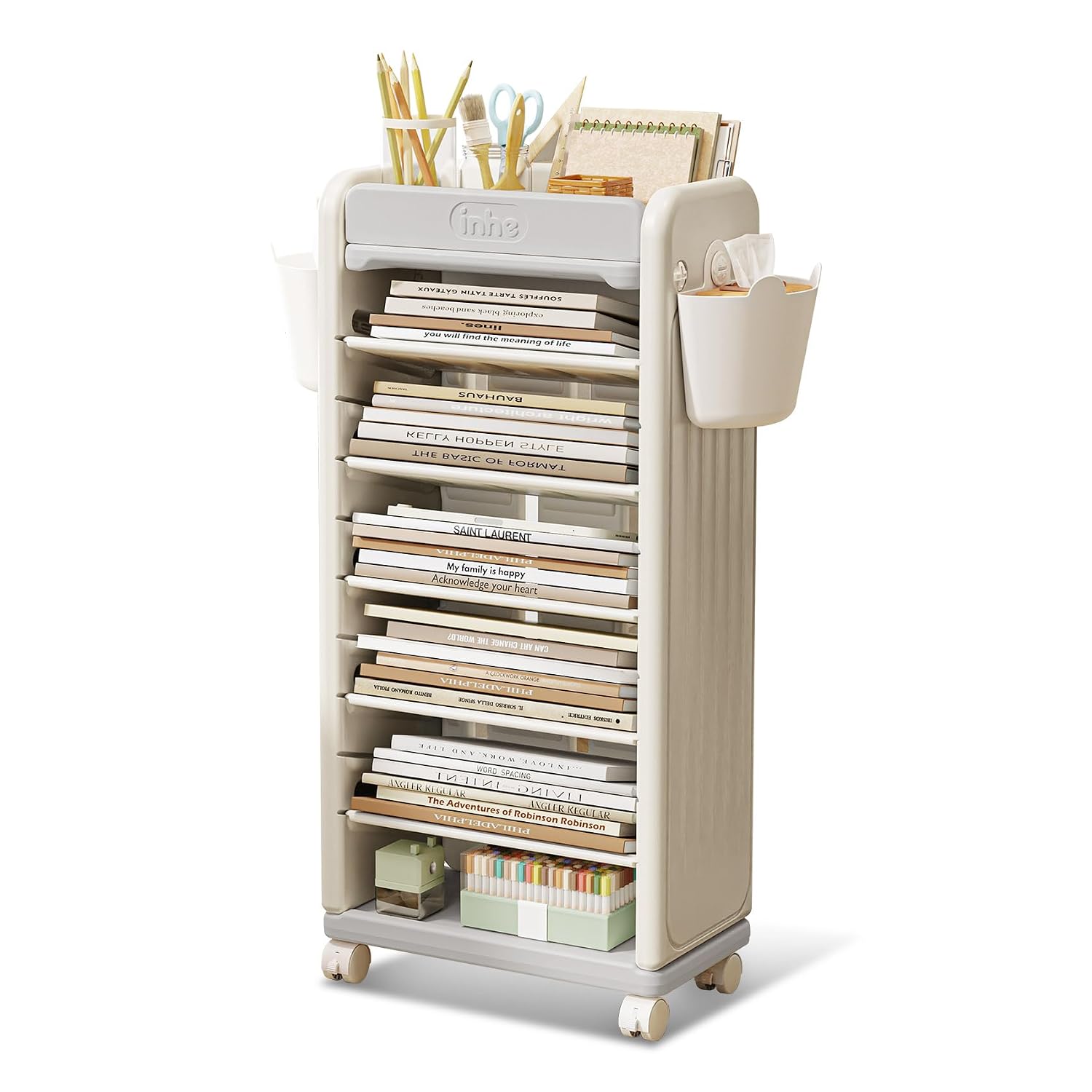 ® 7 Tier Book Cart | Mobile Bo - Book Cart Rolling 评论和价格