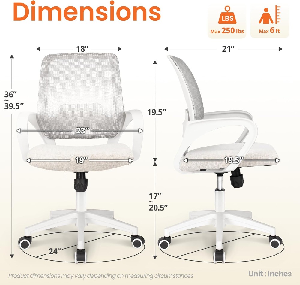 Ergonomic Office Desk Chair wi - Task Chair Mid Back 评论和价格