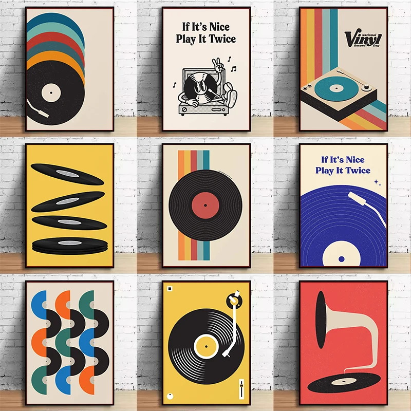 Mid Century Vinyl Record Canva - Office Furniture At Home 评论和价格