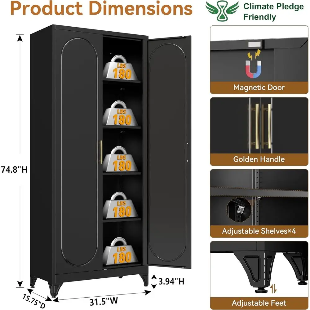 75 Tall Metal Kitchen Pantry C - Office Storage Cabinet 评论和价格