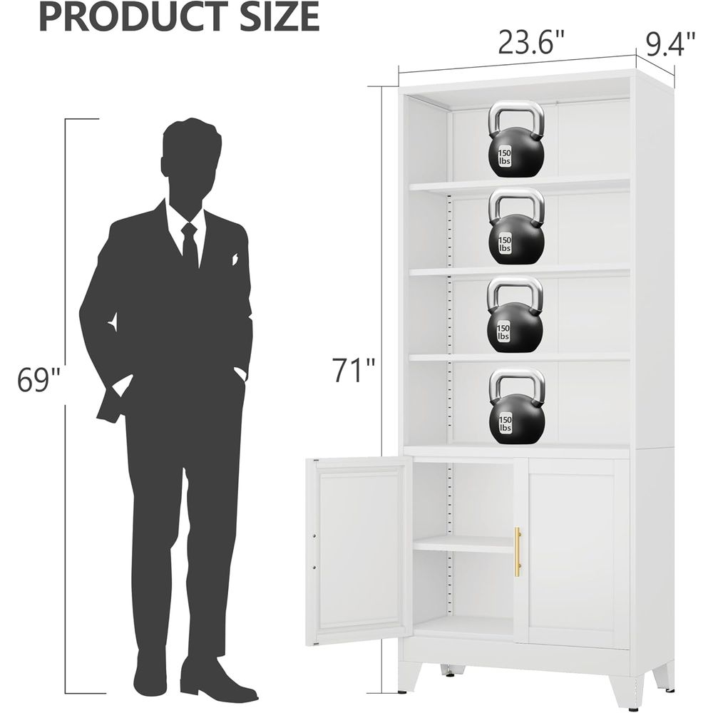 71 Tall White Metal Bookcases  - Office Storage Cabinet 评论和价格