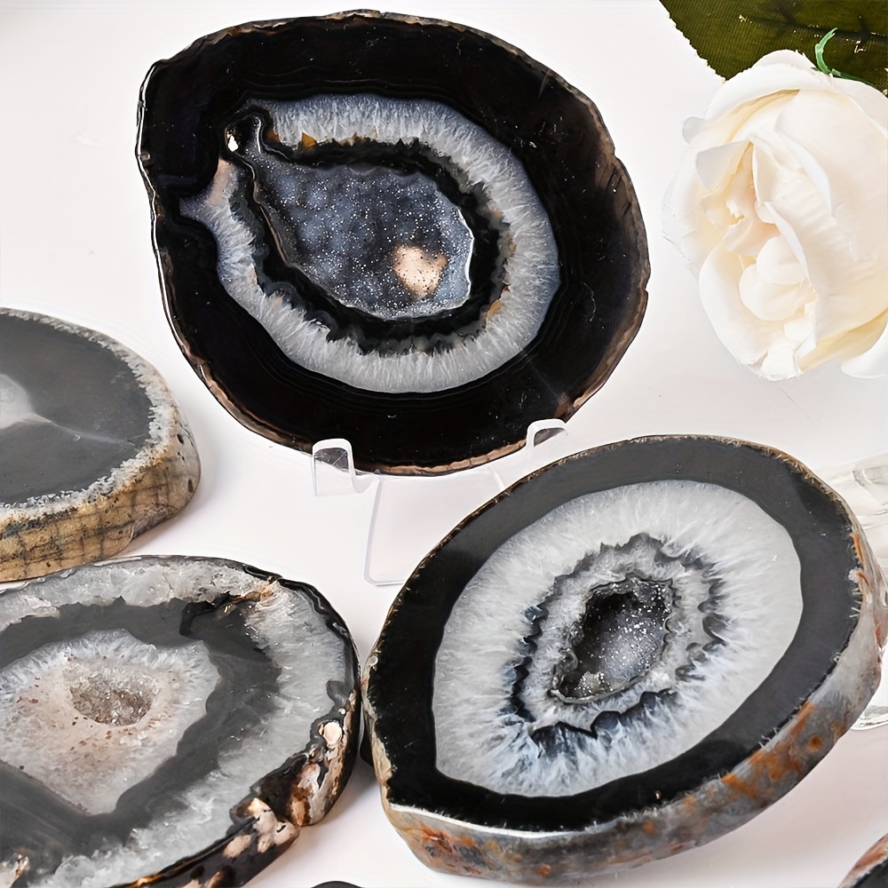 1pc Natural Black Agate Geode  - Office Furniture At Home 评论和价格
