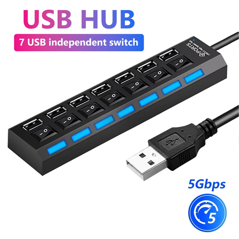 7 Port USB 2.0 Hub Splitter Fo - Office Supply Cart 评论和价格