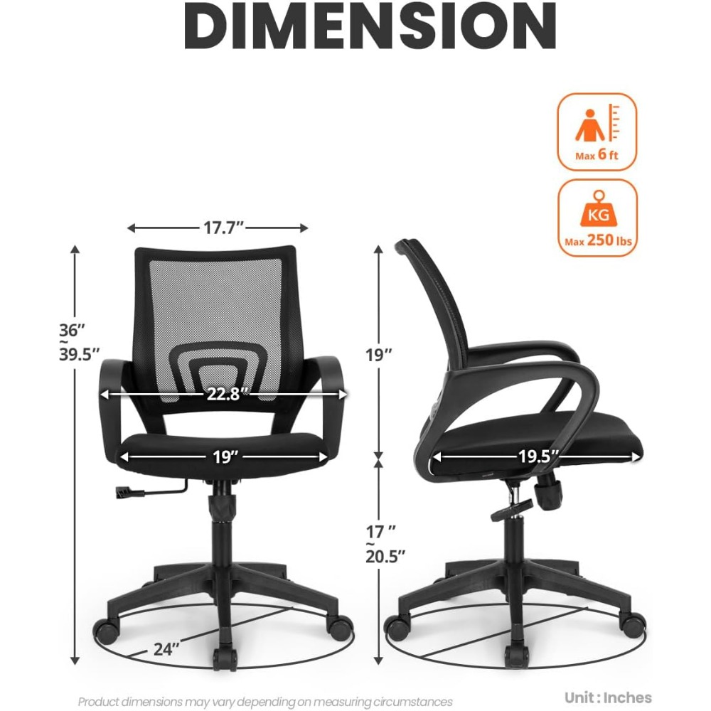 Black Mesh Gaming Office Chair - Task Chair Mid Back 评论和价格
