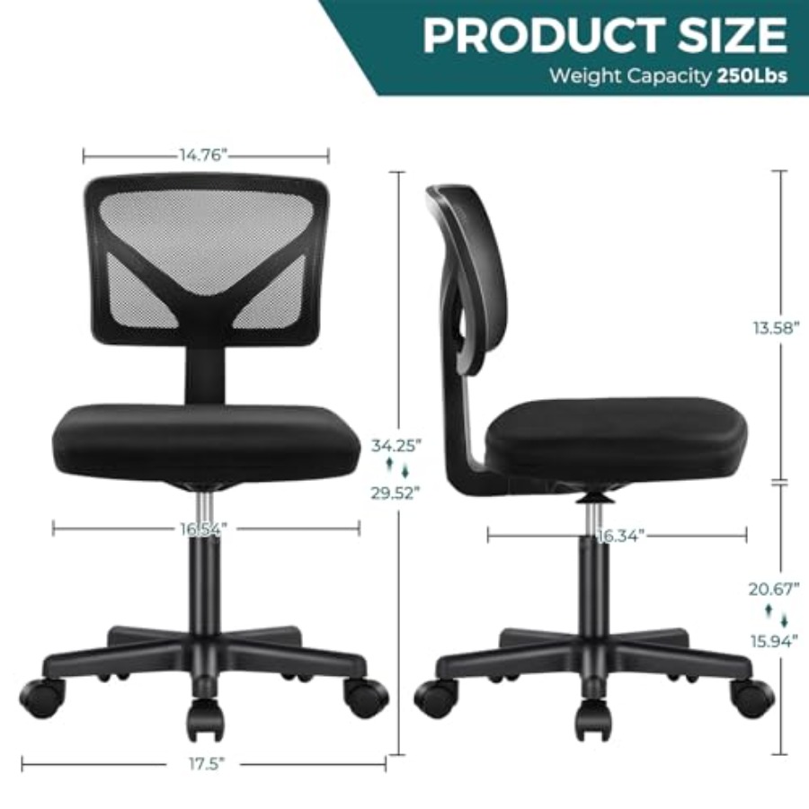 Small Office Chair Armless, Er - Task Chair Mid Back 评论和价格