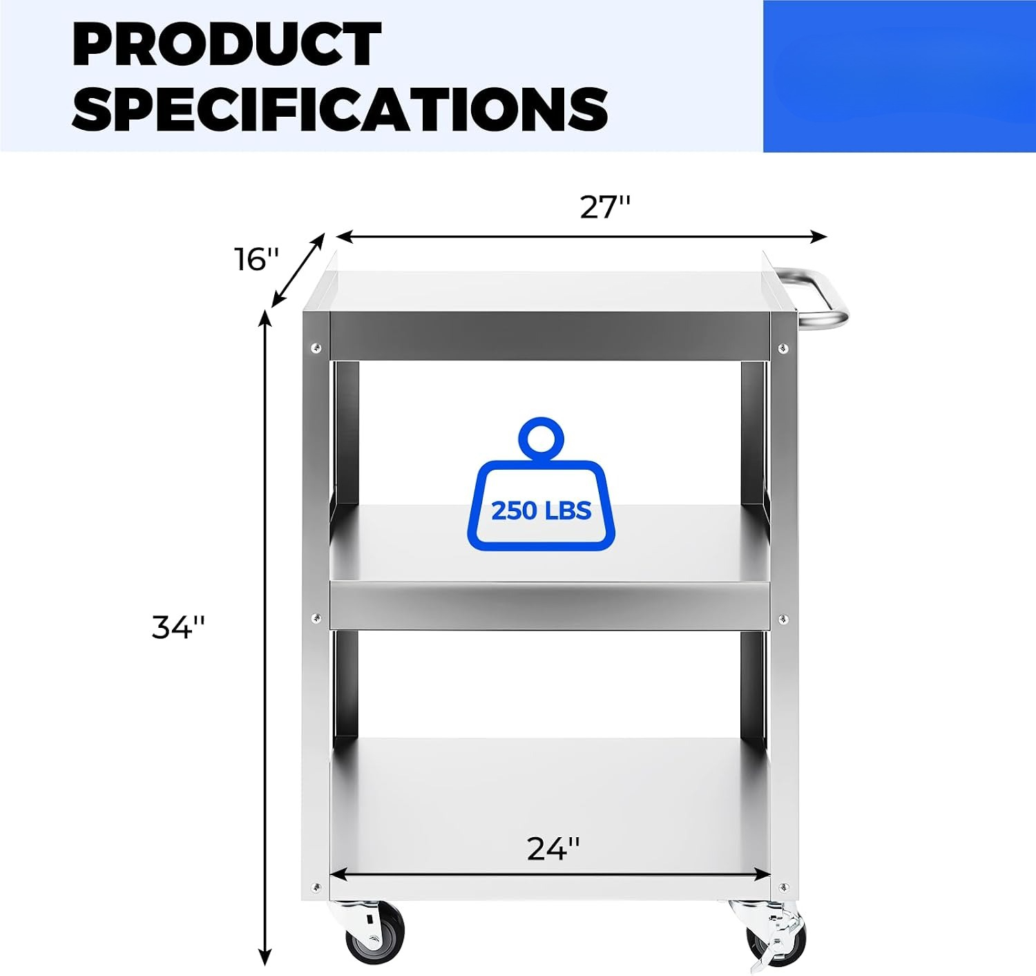 3-Tier Stainless Steel Rolling - Office Supply Cart 评论和价格
