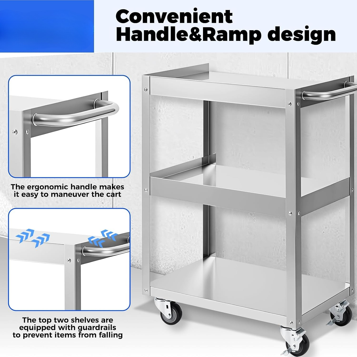 3-Tier Stainless Steel Rolling - Office Supply Cart 评论和价格